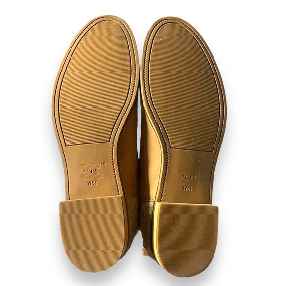 Toms Ella Chelsea Boots Skip On Booties in Honey Leather Faux Shearling Size 9.5 - Picture 14 of 15